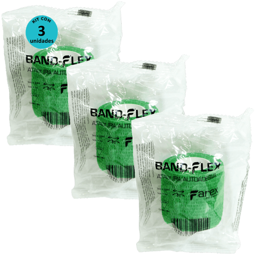 Atadura 5cm Verde Band-Flex Autoadesiva Para Animais Farex Kit com 3